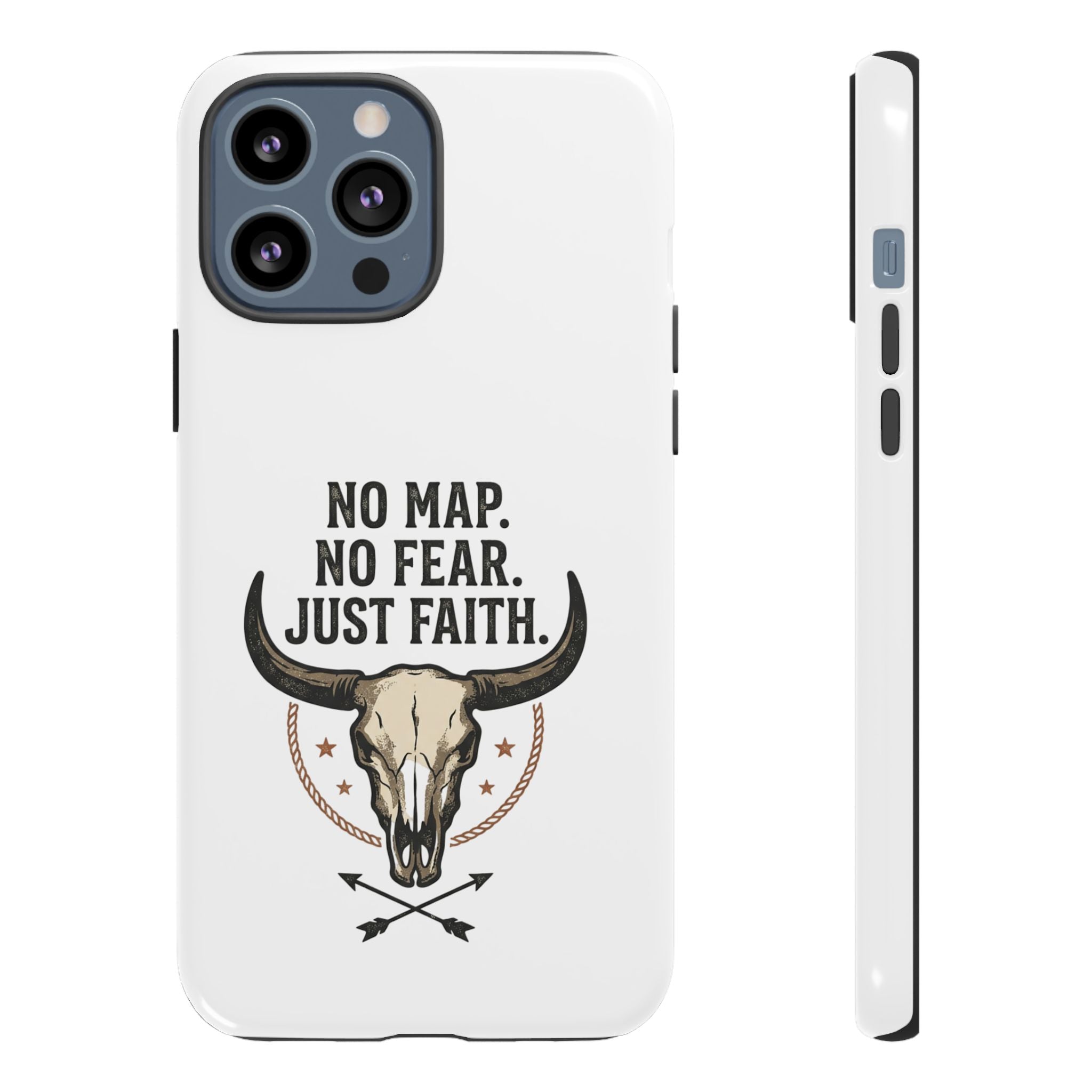 Phone Case — "No Map. No Fear. Just Faith." Skull Design