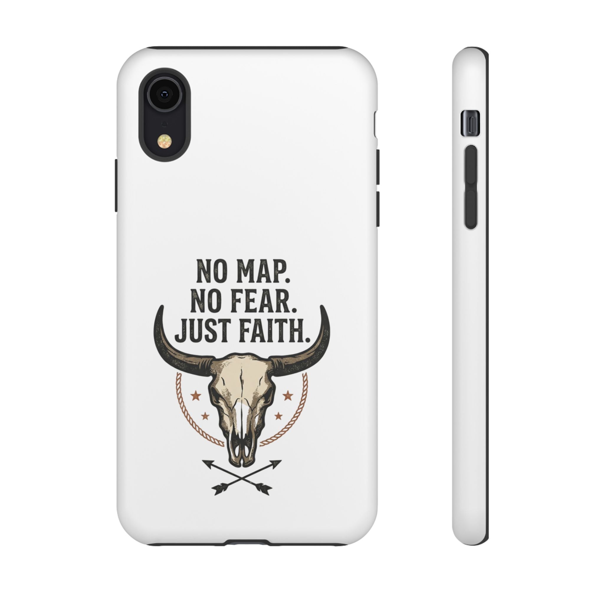 Phone Case — "No Map. No Fear. Just Faith." Skull Design