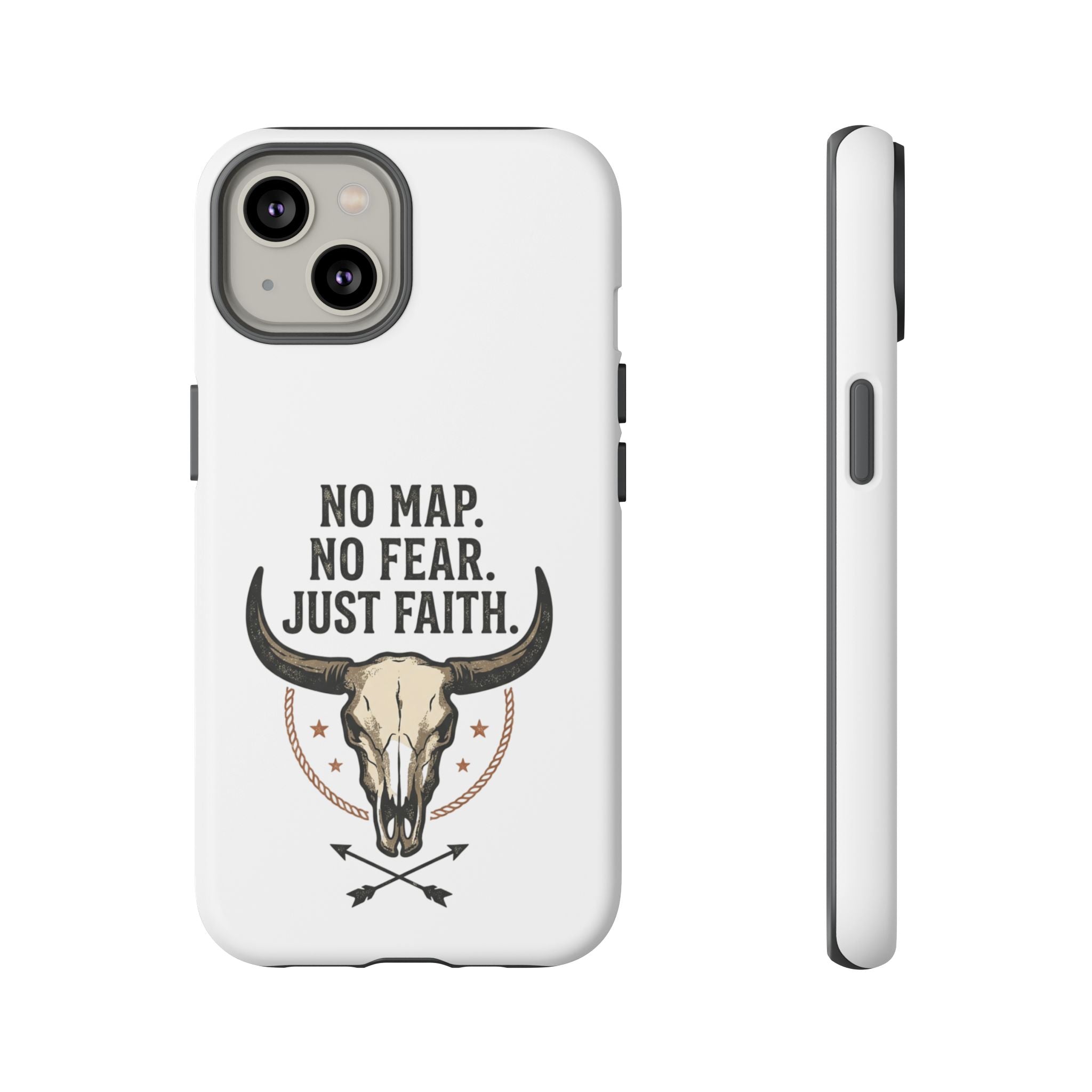 Phone Case — "No Map. No Fear. Just Faith." Skull Design