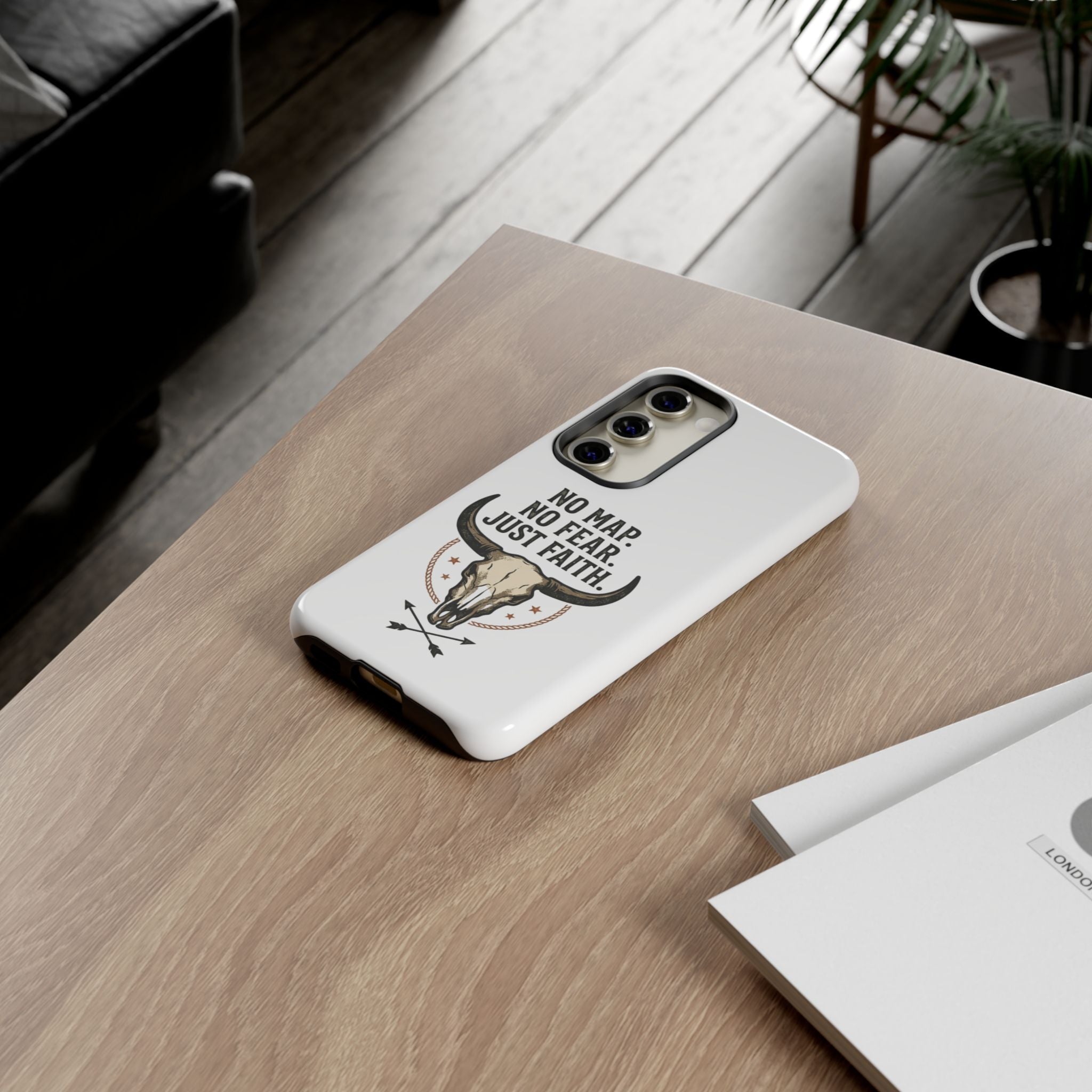 Phone Case — "No Map. No Fear. Just Faith." Skull Design