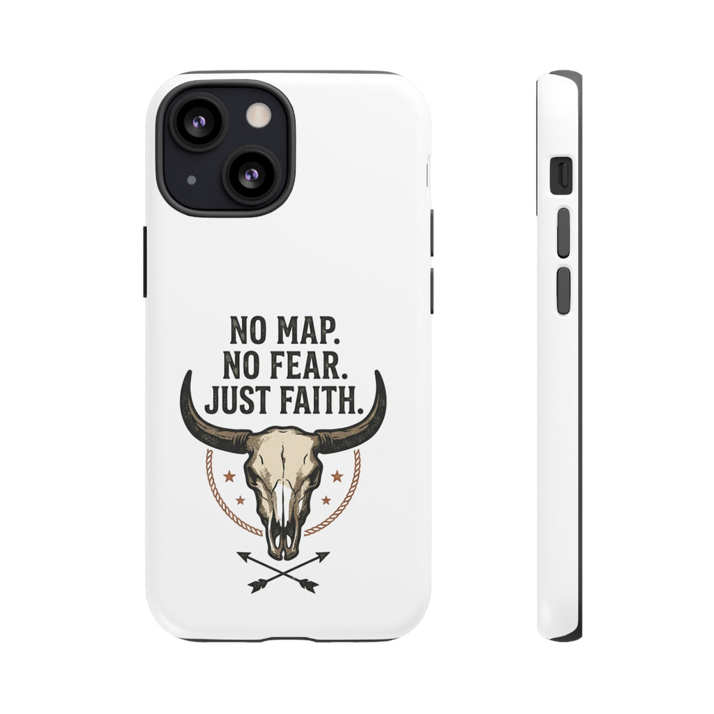 Phone Case — "No Map. No Fear. Just Faith." Skull Design