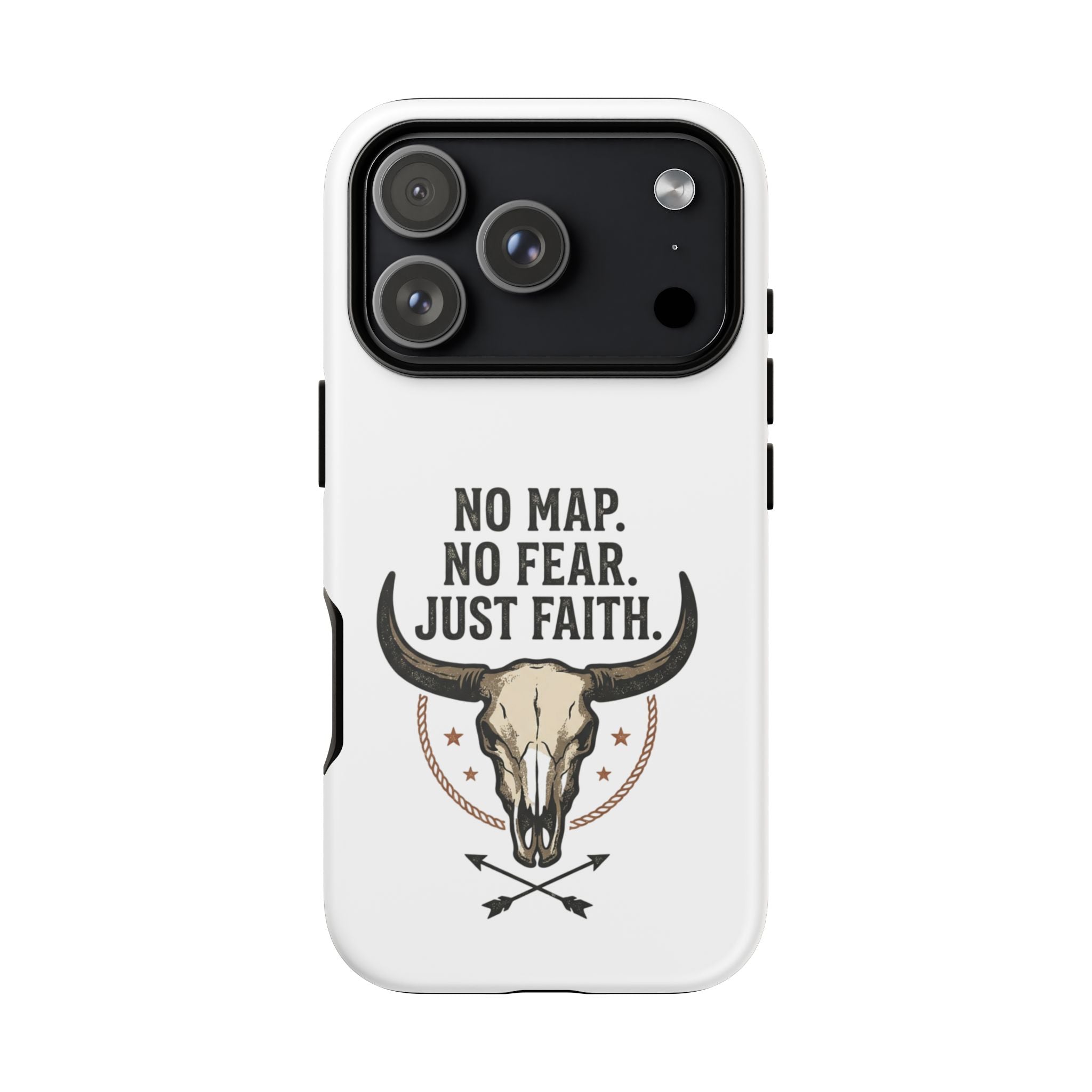Phone Case — "No Map. No Fear. Just Faith." Skull Design