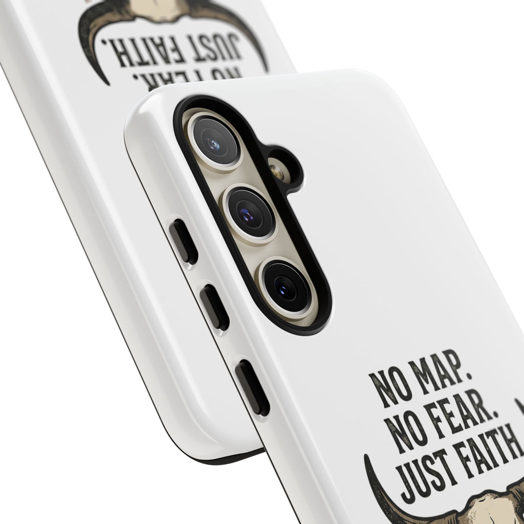 Phone Case — "No Map. No Fear. Just Faith." Skull Design