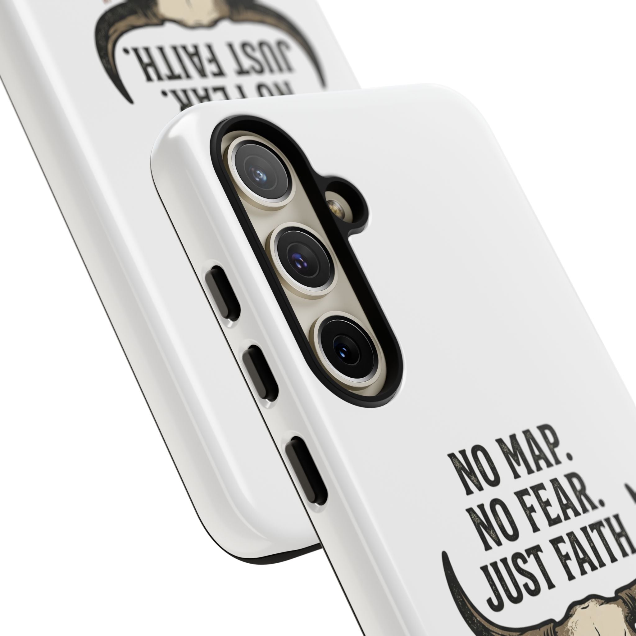Phone Case — "No Map. No Fear. Just Faith." Skull Design
