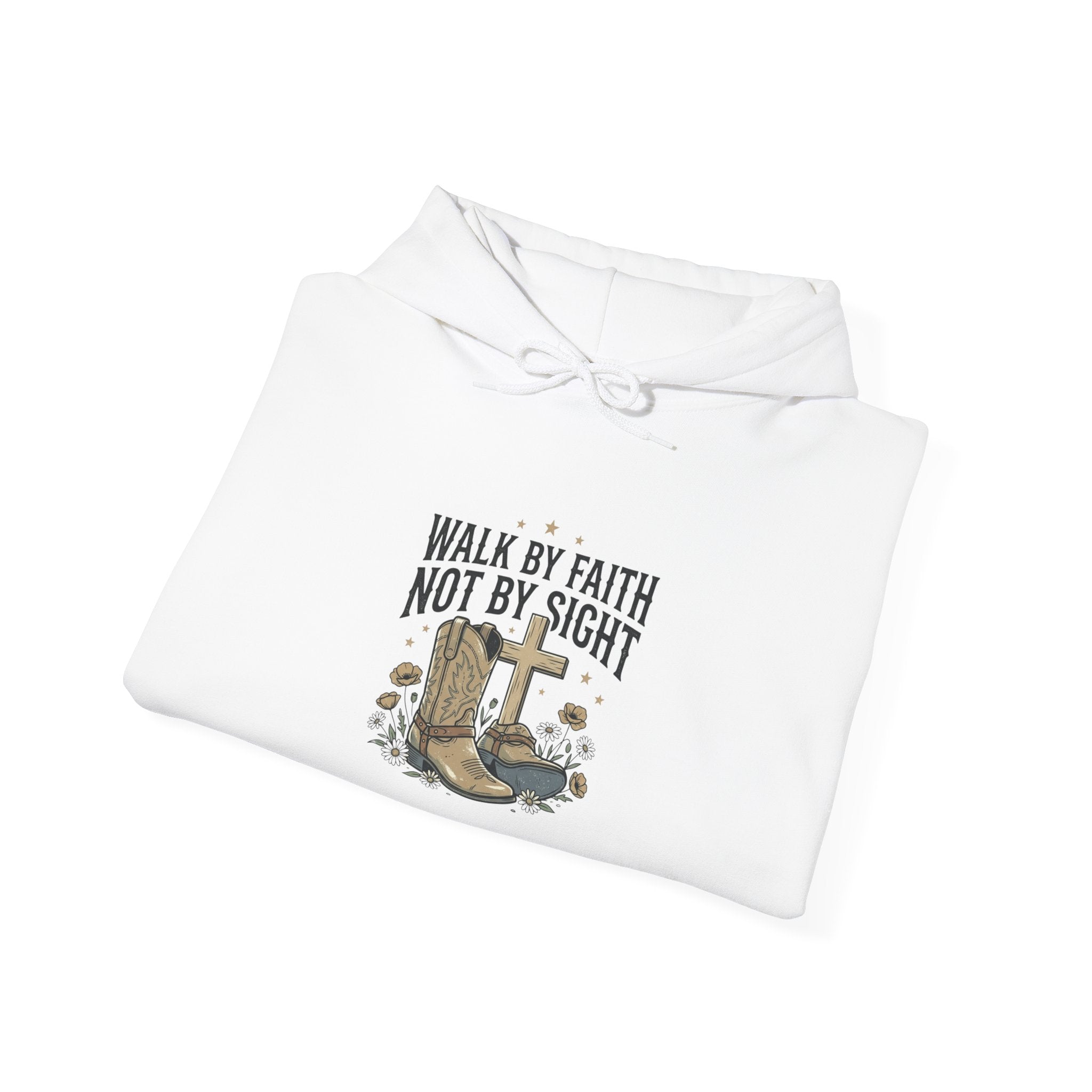 Faith Cowboy Hoodie — "Walk by Faith Not by Sight" Christian Western Sweatshirt
