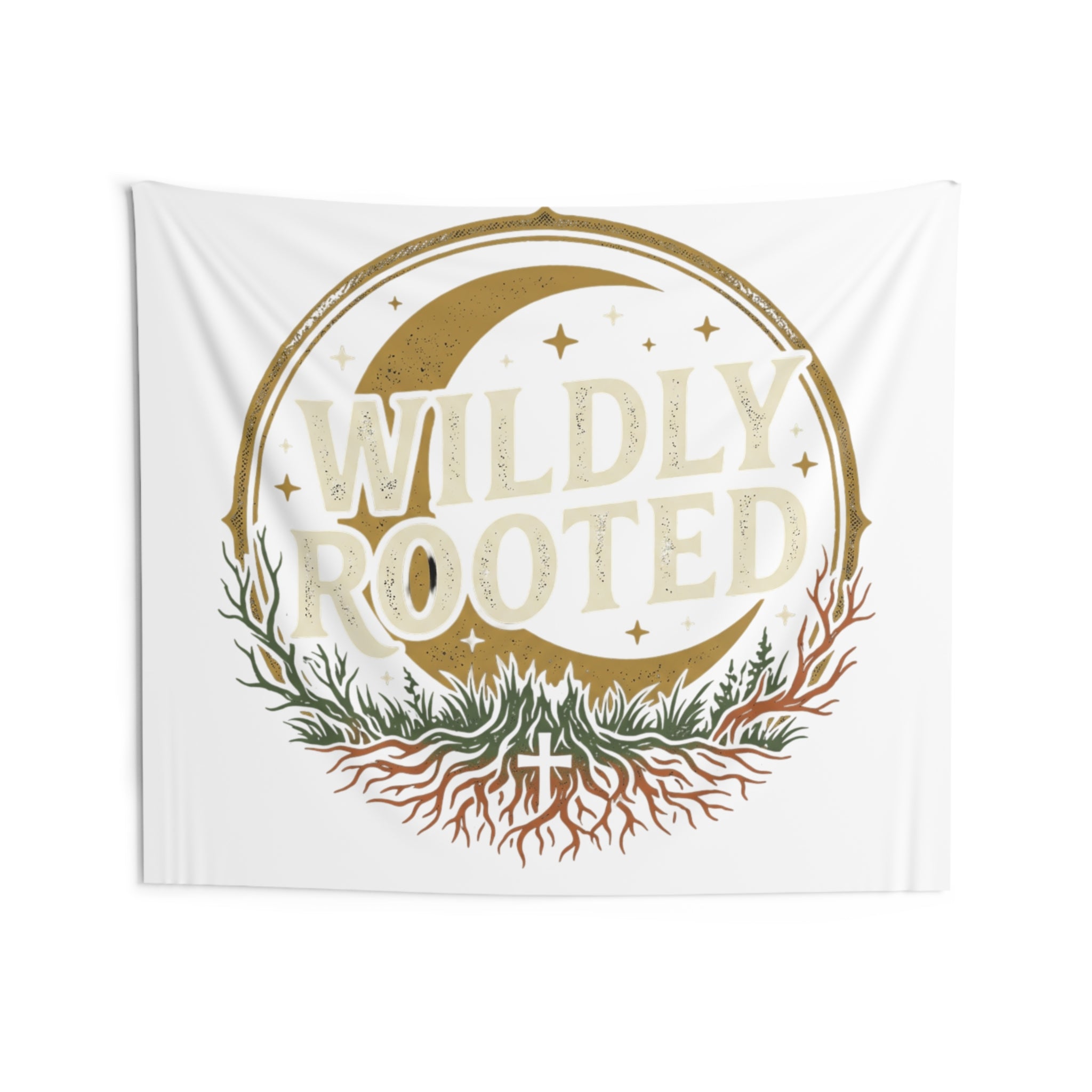 Wall Tapestry — "Wildly Rooted" Moon & Roots Boho Wall Art