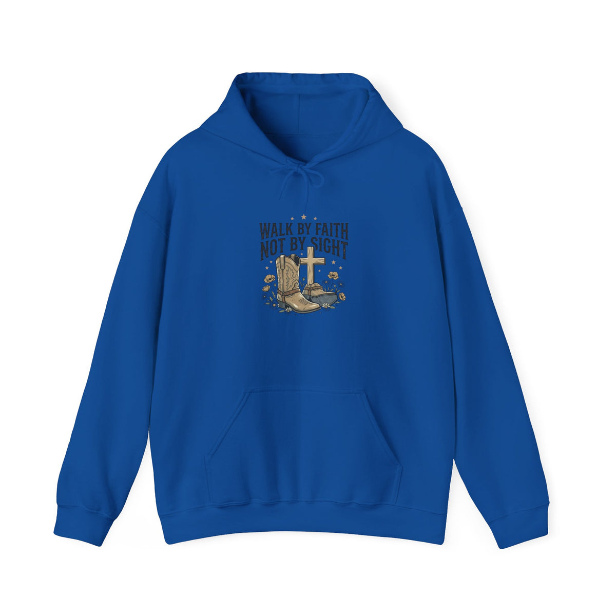 Faith Cowboy Hoodie — "Walk by Faith Not by Sight" Christian Western Sweatshirt