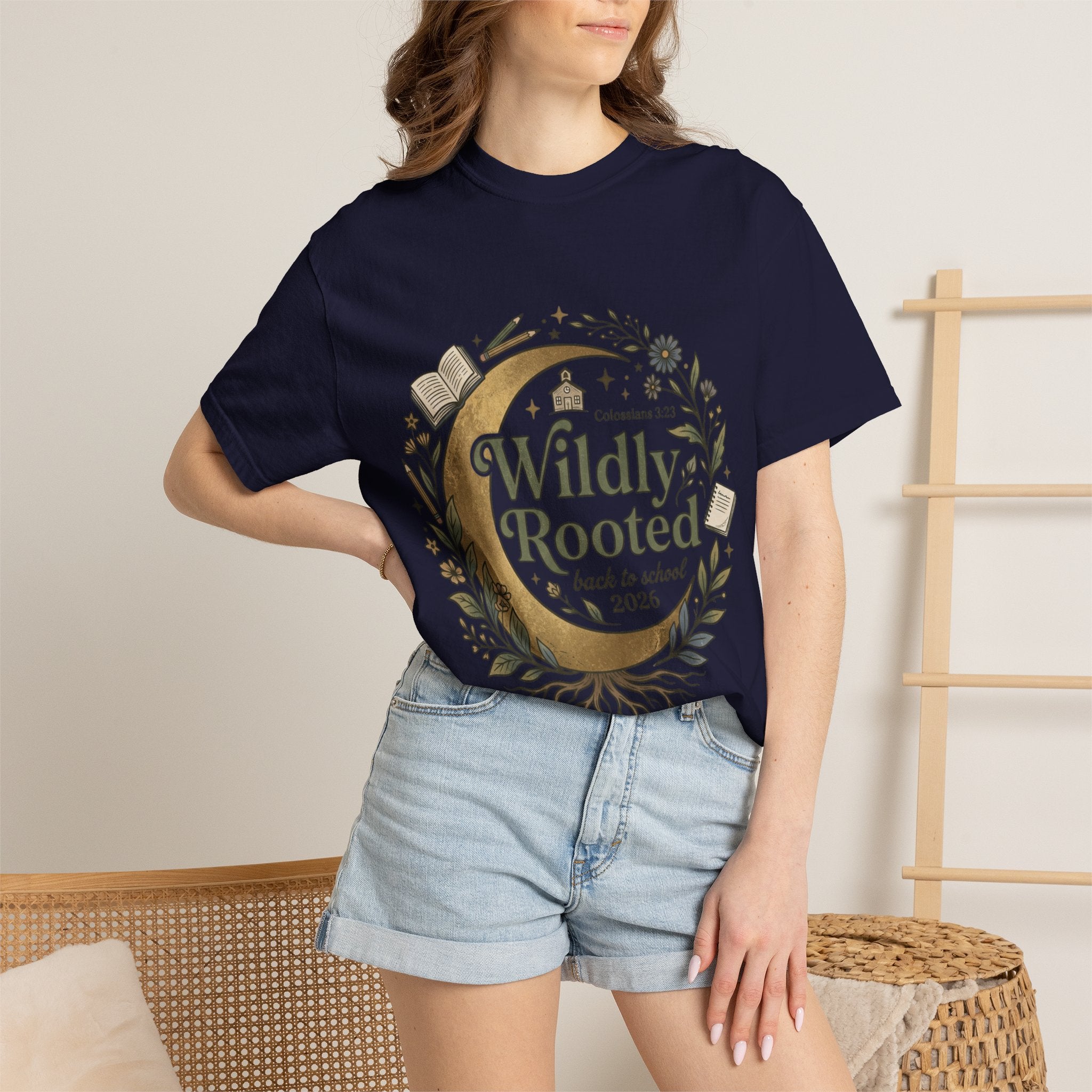 Wildly Rooted Back to School T-Shirt — Botanical Moon Design (2026)