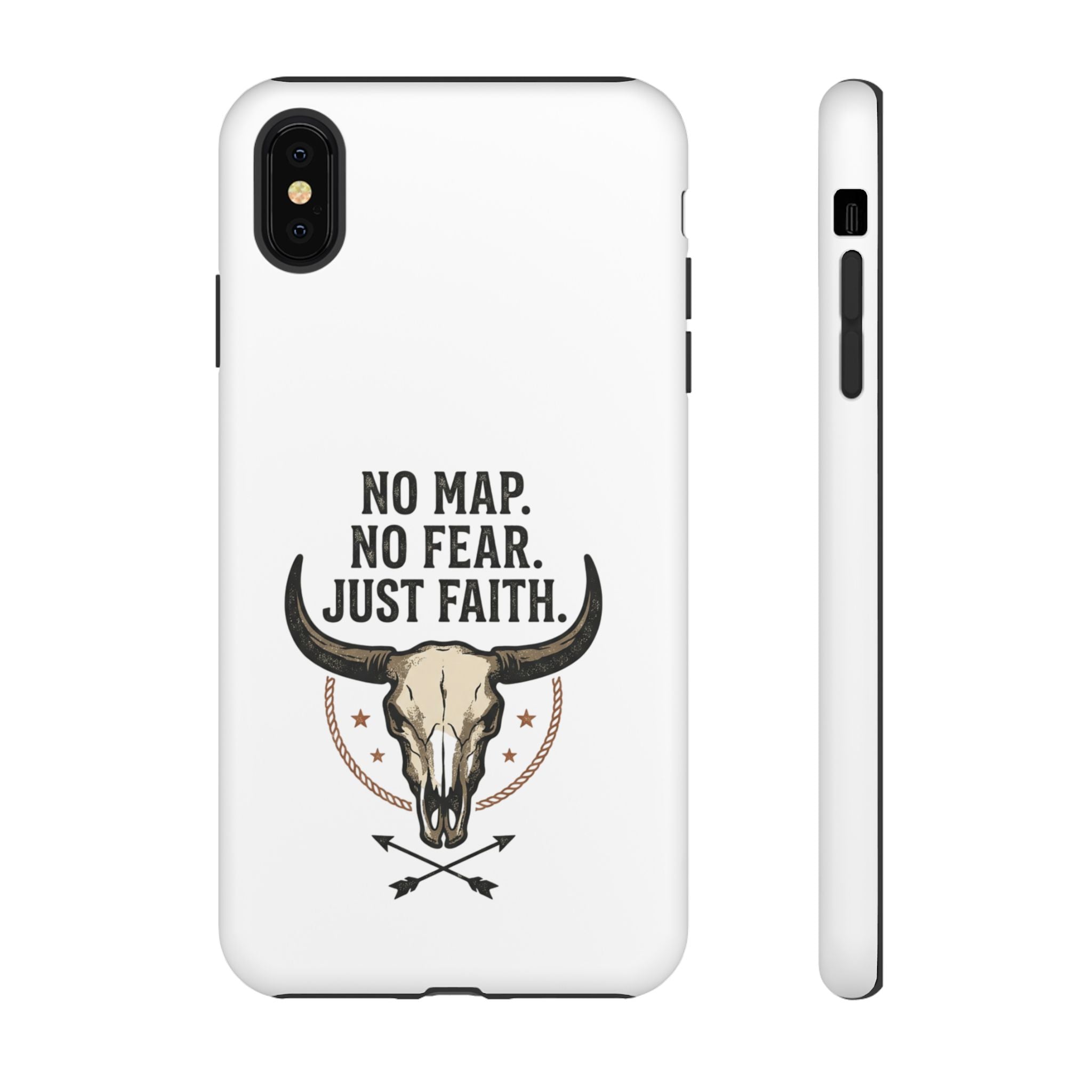 Phone Case — "No Map. No Fear. Just Faith." Skull Design