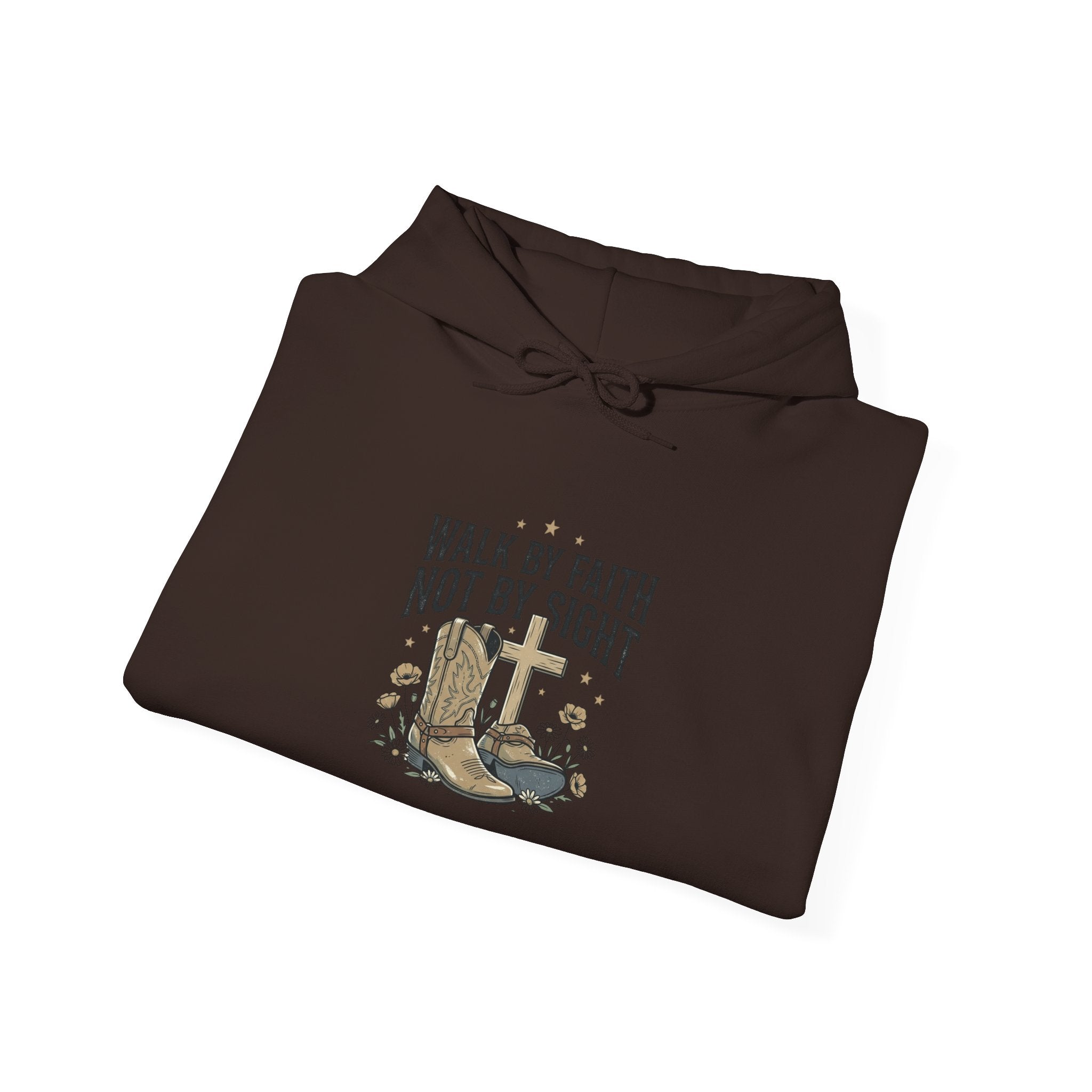 Faith Cowboy Hoodie — "Walk by Faith Not by Sight" Christian Western Sweatshirt