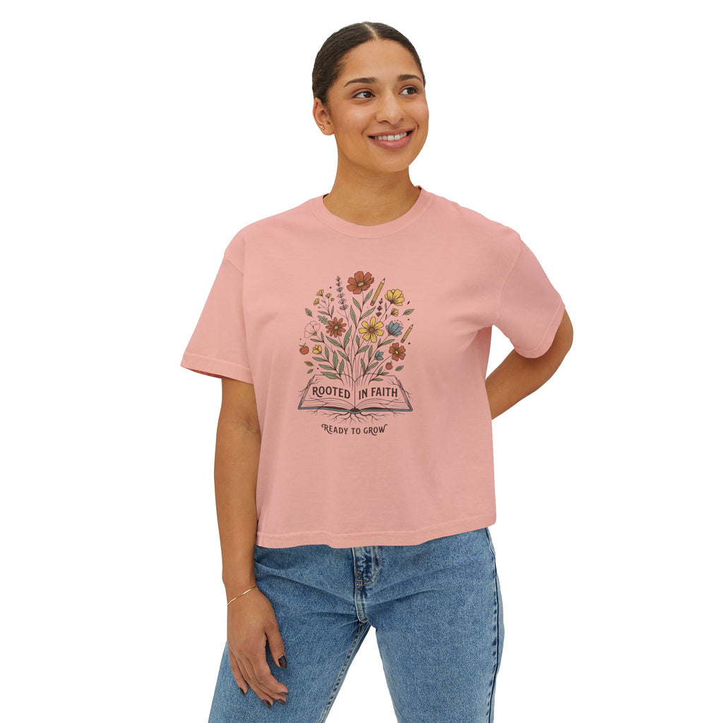 Women's Tee — "Rooted in Faith, Ready to Grow" Floral Graphic