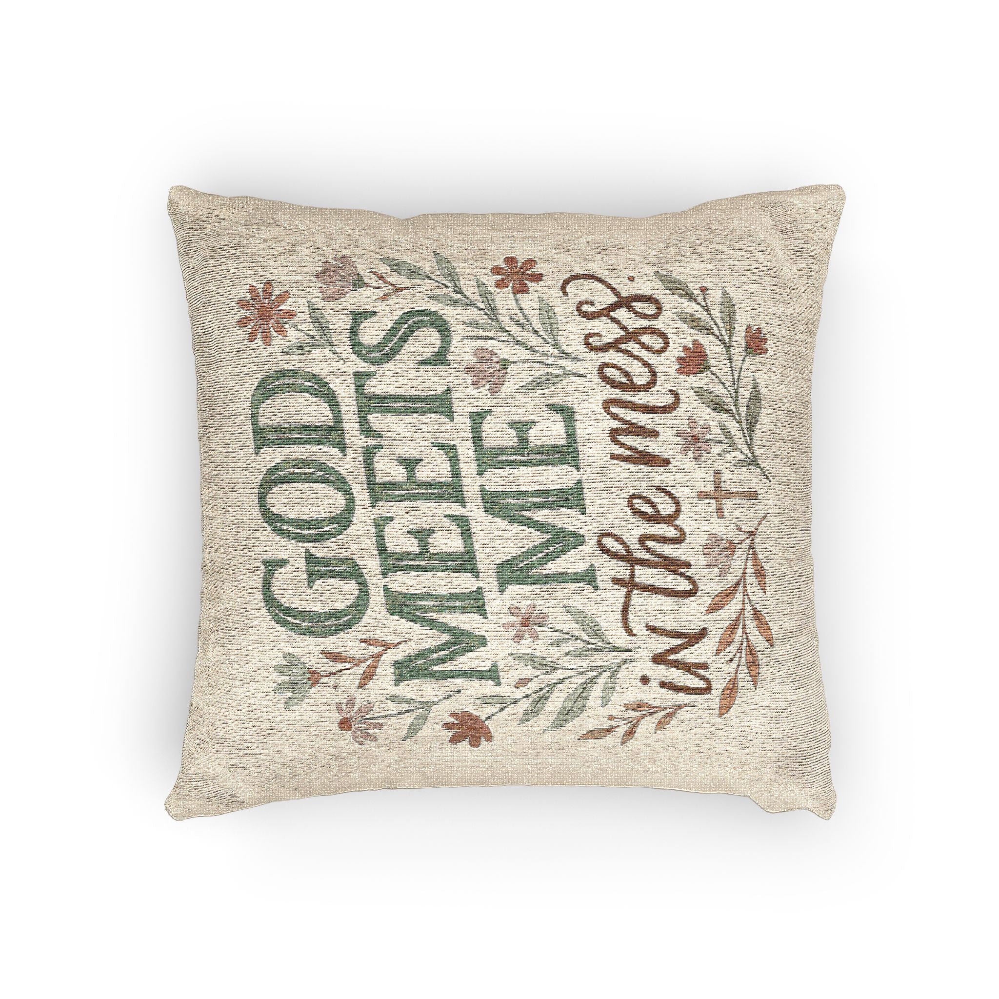 Woven Pillow — "God Meets Me in the Mess" Faith Decorative Throw Pillow