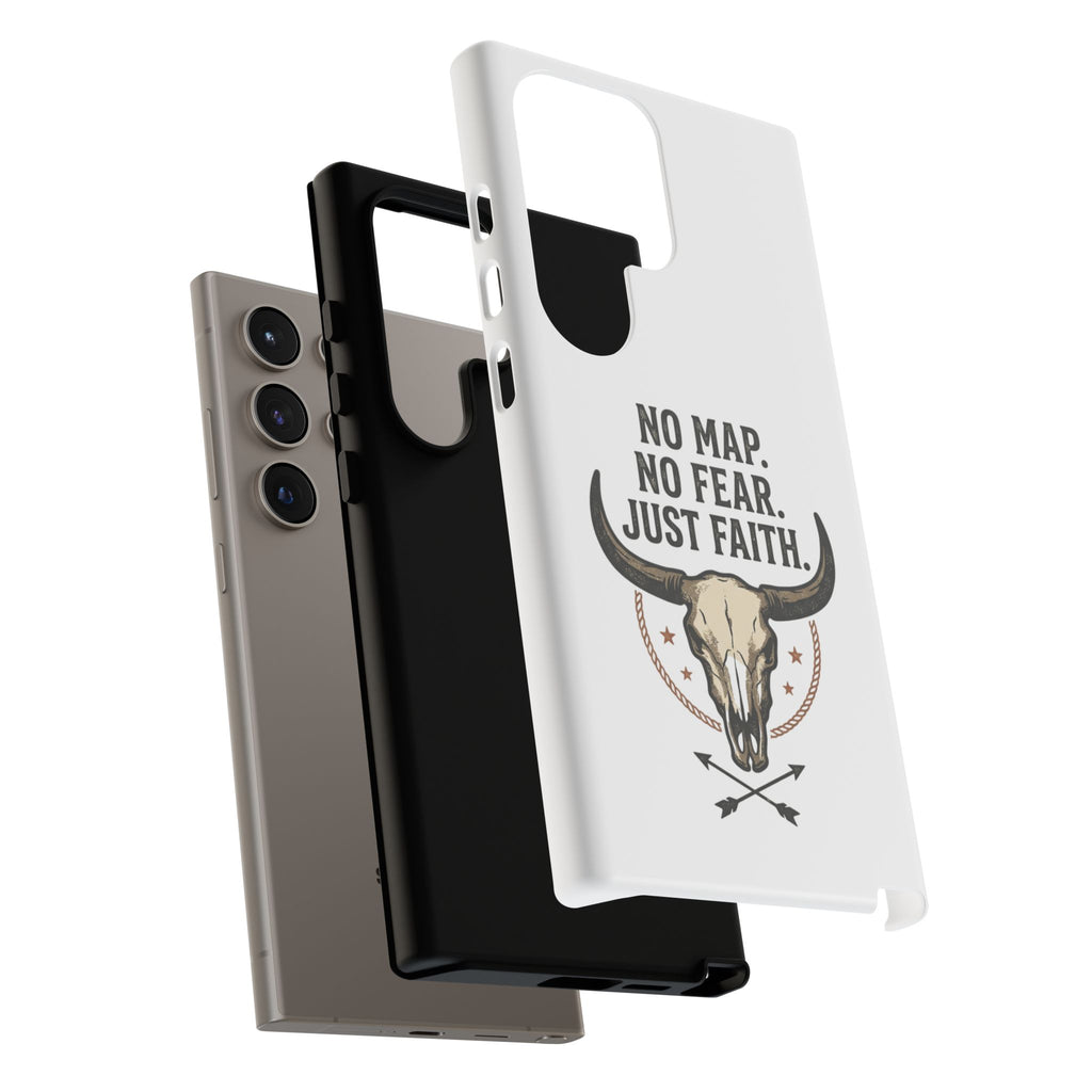 Phone Case — "No Map. No Fear. Just Faith." Skull Design