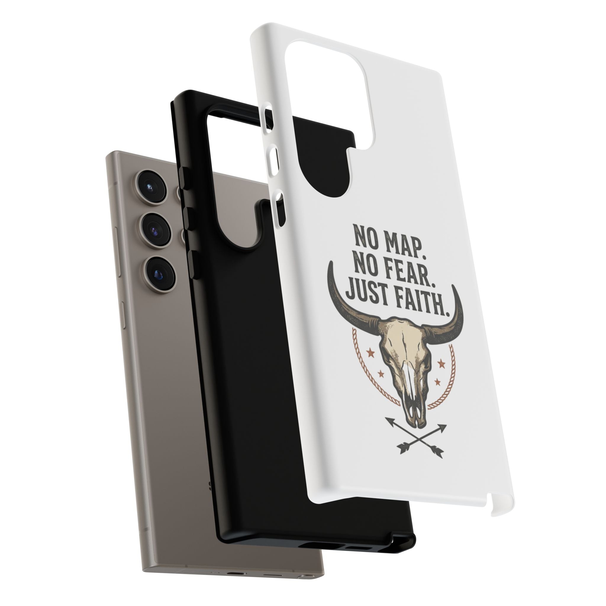 Phone Case — "No Map. No Fear. Just Faith." Skull Design