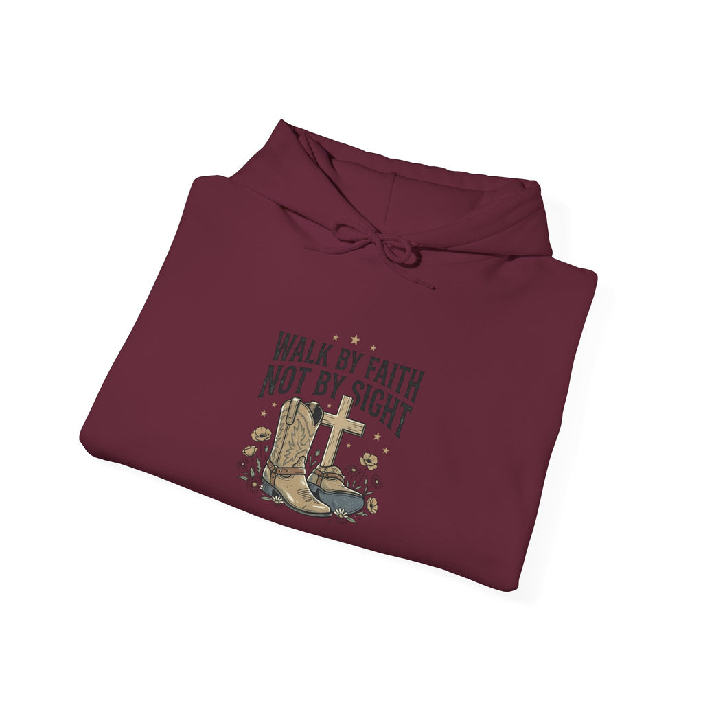 Faith Cowboy Hoodie — "Walk by Faith Not by Sight" Christian Western Sweatshirt