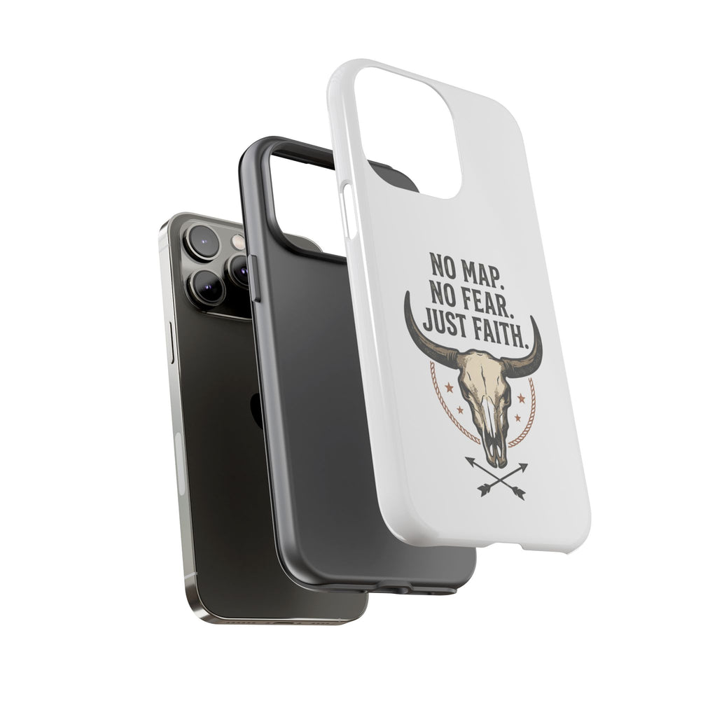 Phone Case — "No Map. No Fear. Just Faith." Skull Design