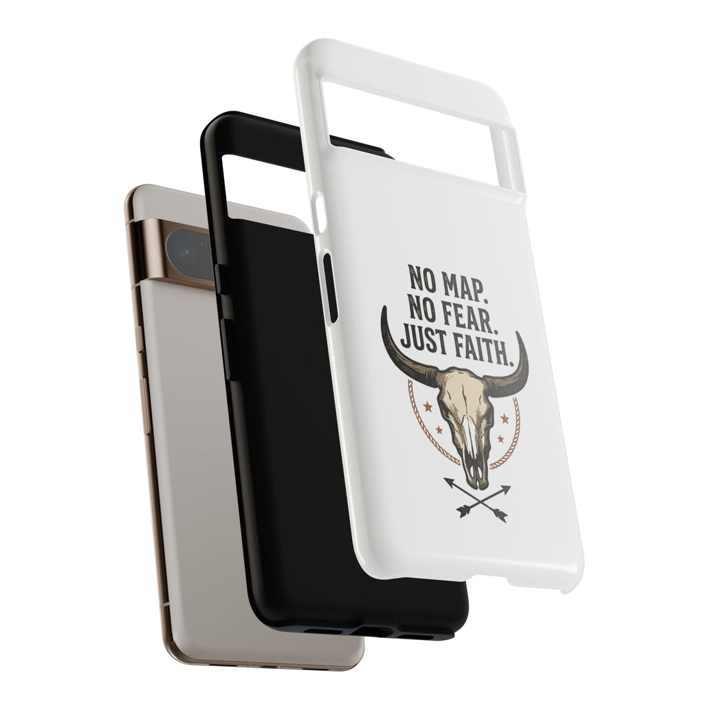 Phone Case — "No Map. No Fear. Just Faith." Skull Design