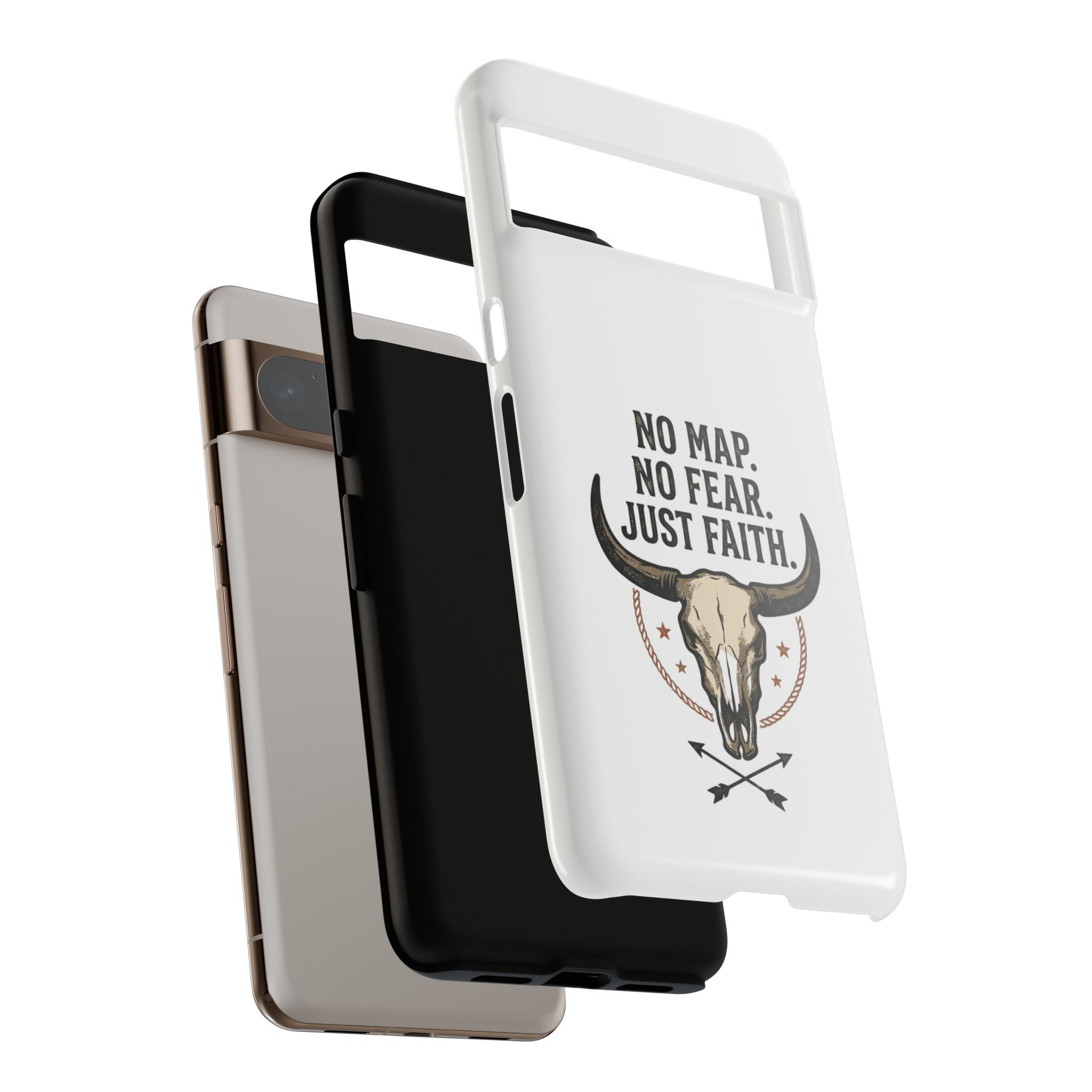 Phone Case — "No Map. No Fear. Just Faith." Skull Design