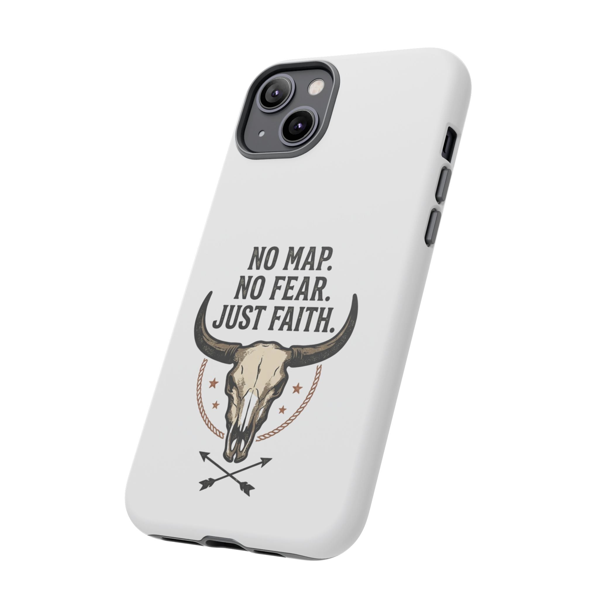 Phone Case — "No Map. No Fear. Just Faith." Skull Design