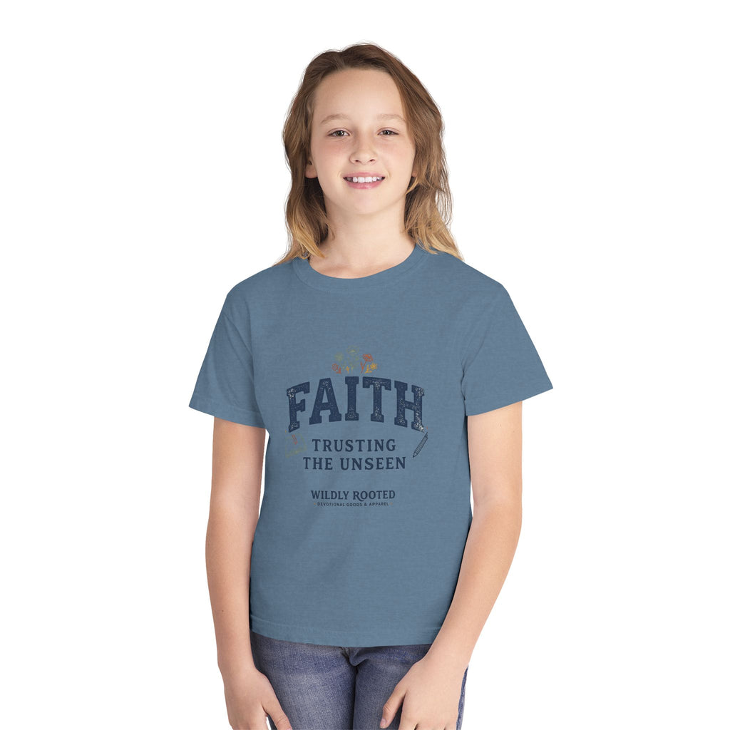 Youth Faith Tee — "Faith: Trusting the Unseen" Inspirational Christian Shirt