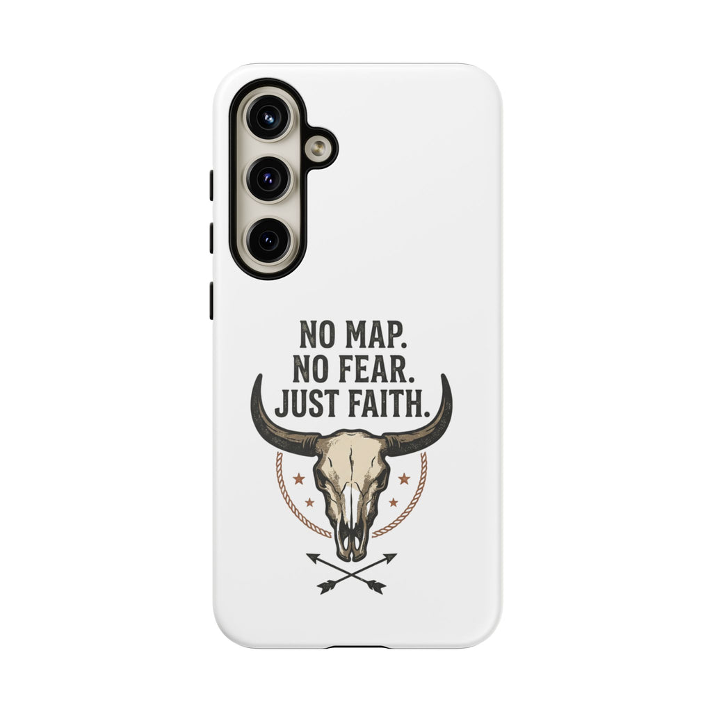 Phone Case — "No Map. No Fear. Just Faith." Skull Design