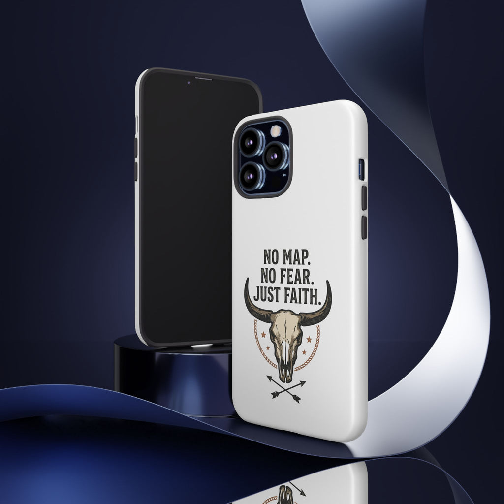 Phone Case — "No Map. No Fear. Just Faith." Skull Design