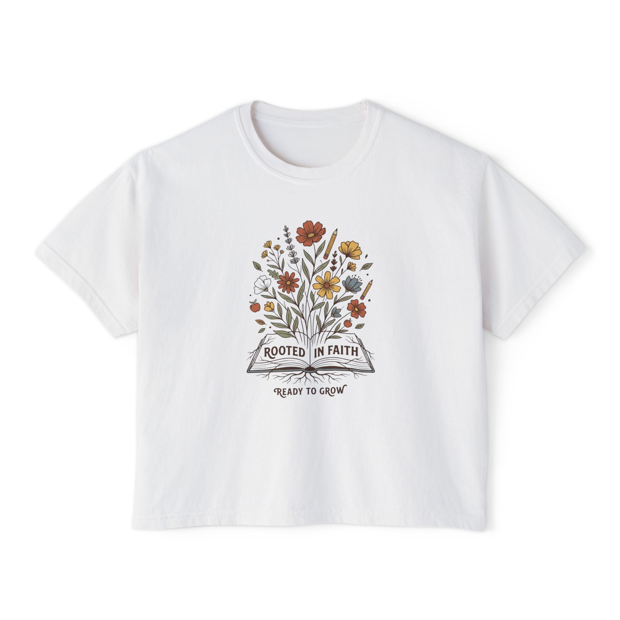 Women's Tee — "Rooted in Faith, Ready to Grow" Floral Graphic