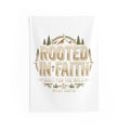 Rooted in Faith Wall Tapestry — Rustic Mountain Christian Home Decor