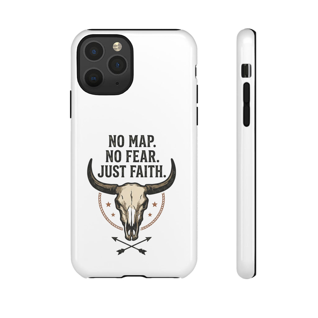 Phone Case — "No Map. No Fear. Just Faith." Skull Design