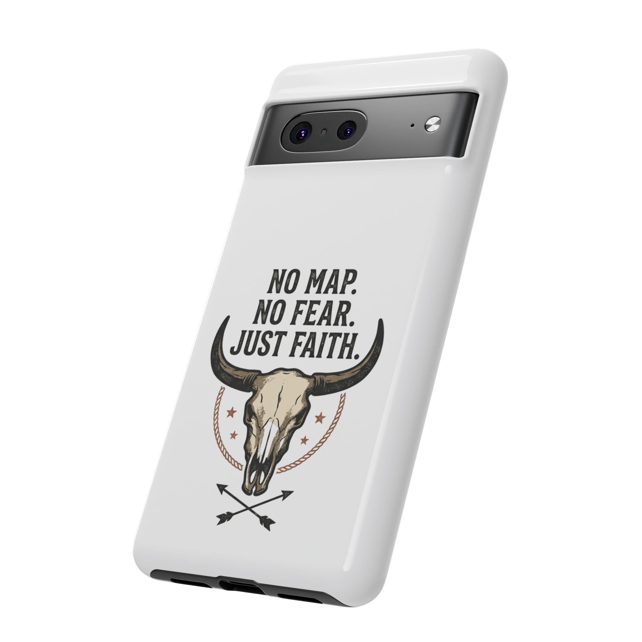 Phone Case — "No Map. No Fear. Just Faith." Skull Design