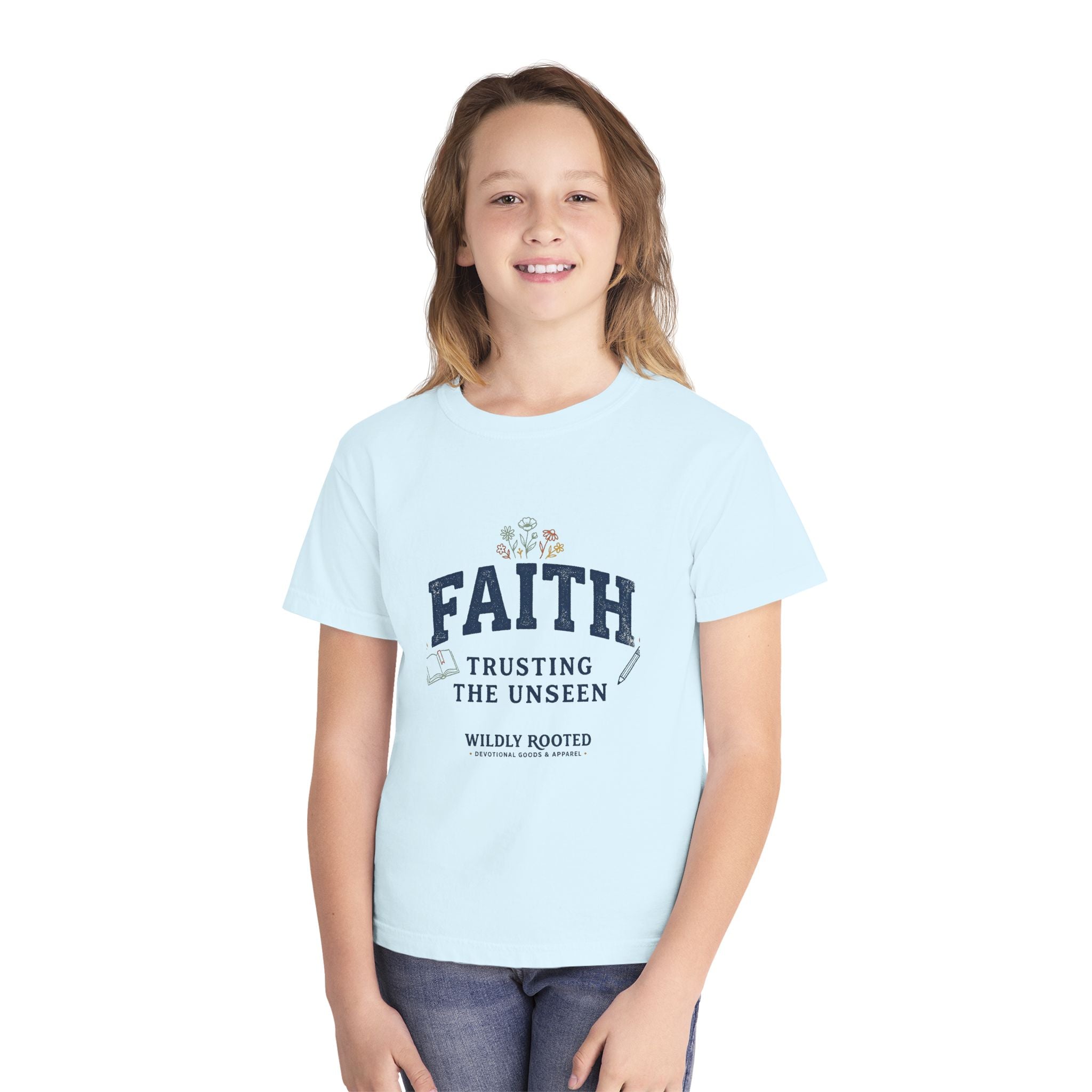 Youth Faith Tee — "Faith: Trusting the Unseen" Inspirational Christian Shirt