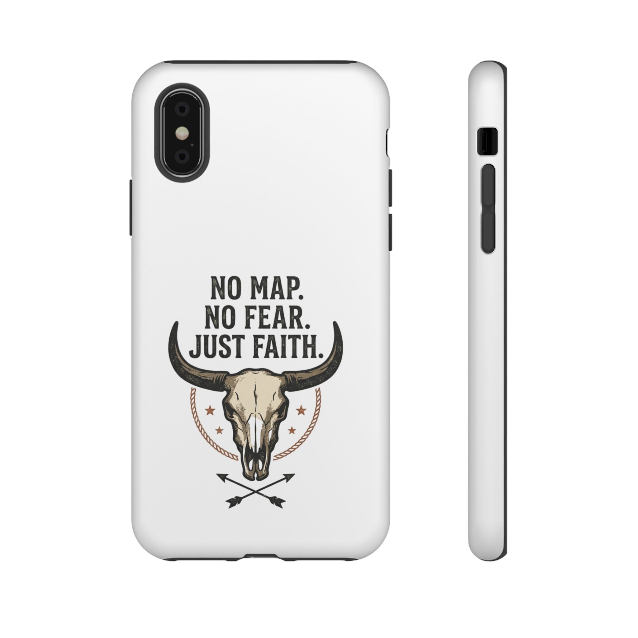 Phone Case — "No Map. No Fear. Just Faith." Skull Design