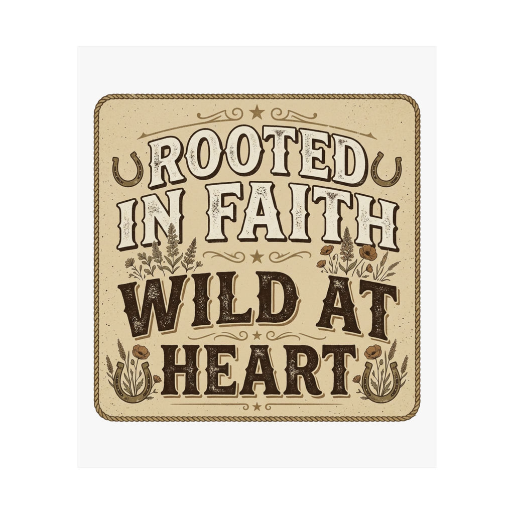 Rooted in Faith, Wild at Heart Matte Poster — Rustic Inspirational Wall Art