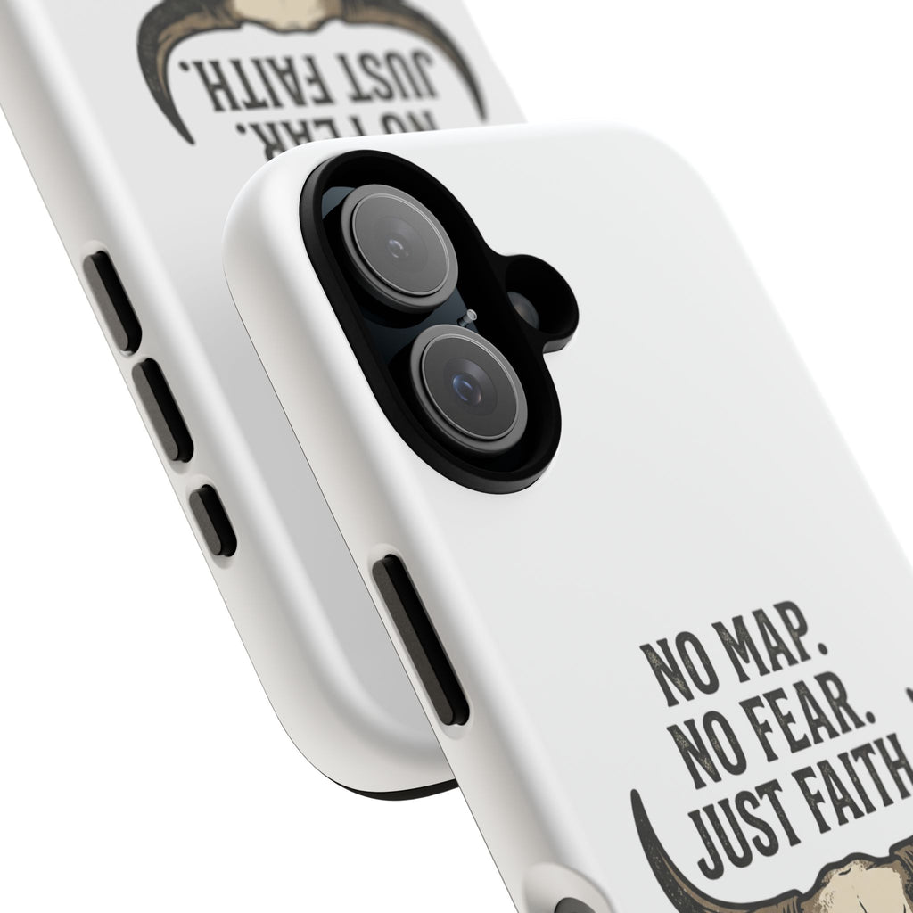 Phone Case — "No Map. No Fear. Just Faith." Skull Design