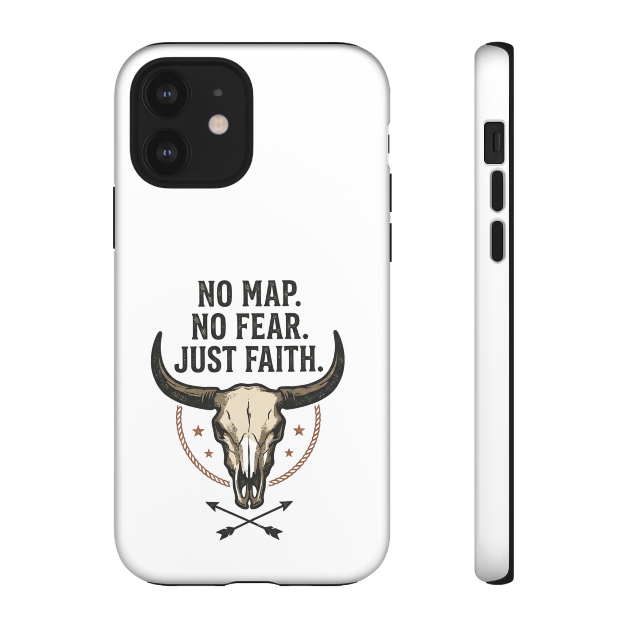 Phone Case — "No Map. No Fear. Just Faith." Skull Design