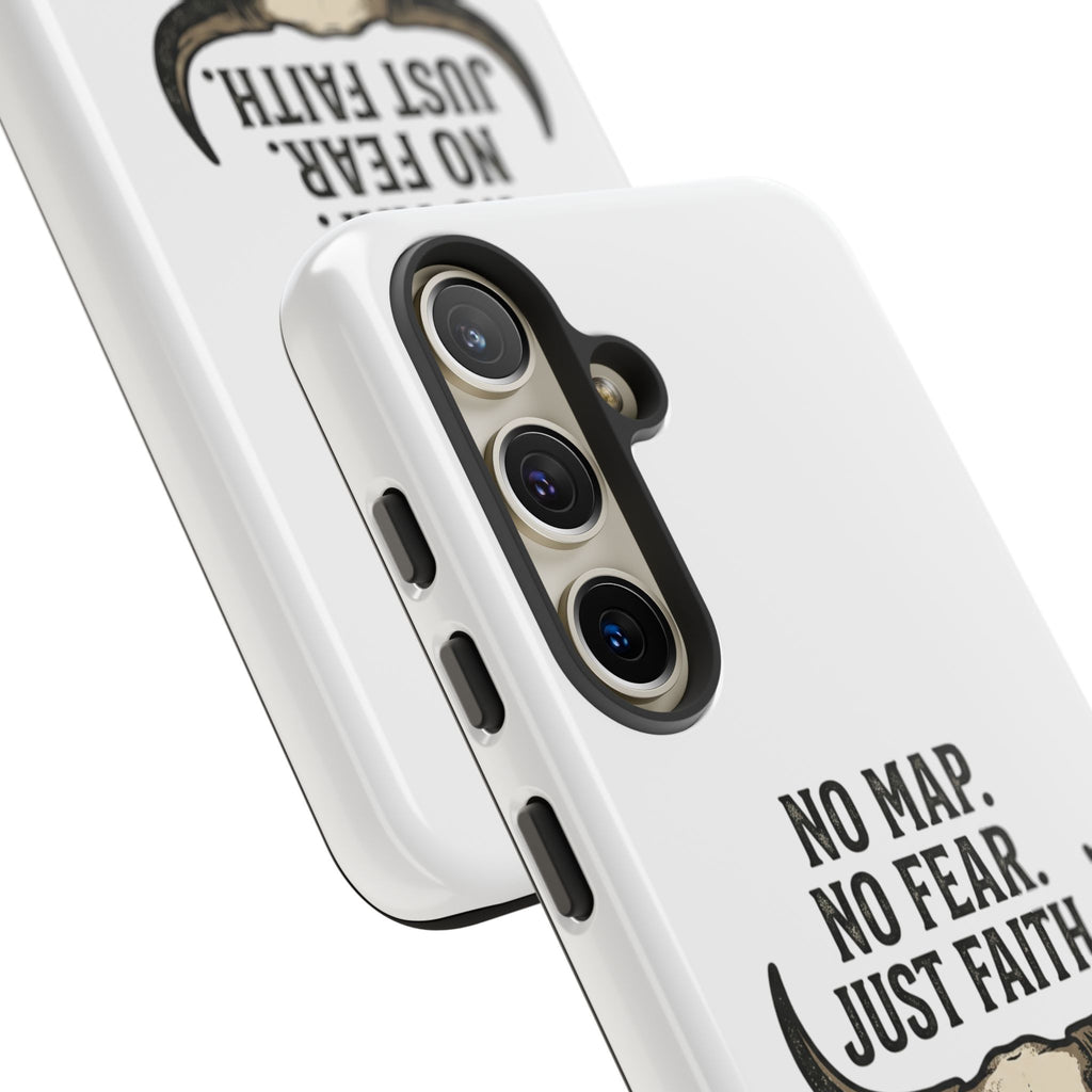 Phone Case — "No Map. No Fear. Just Faith." Skull Design