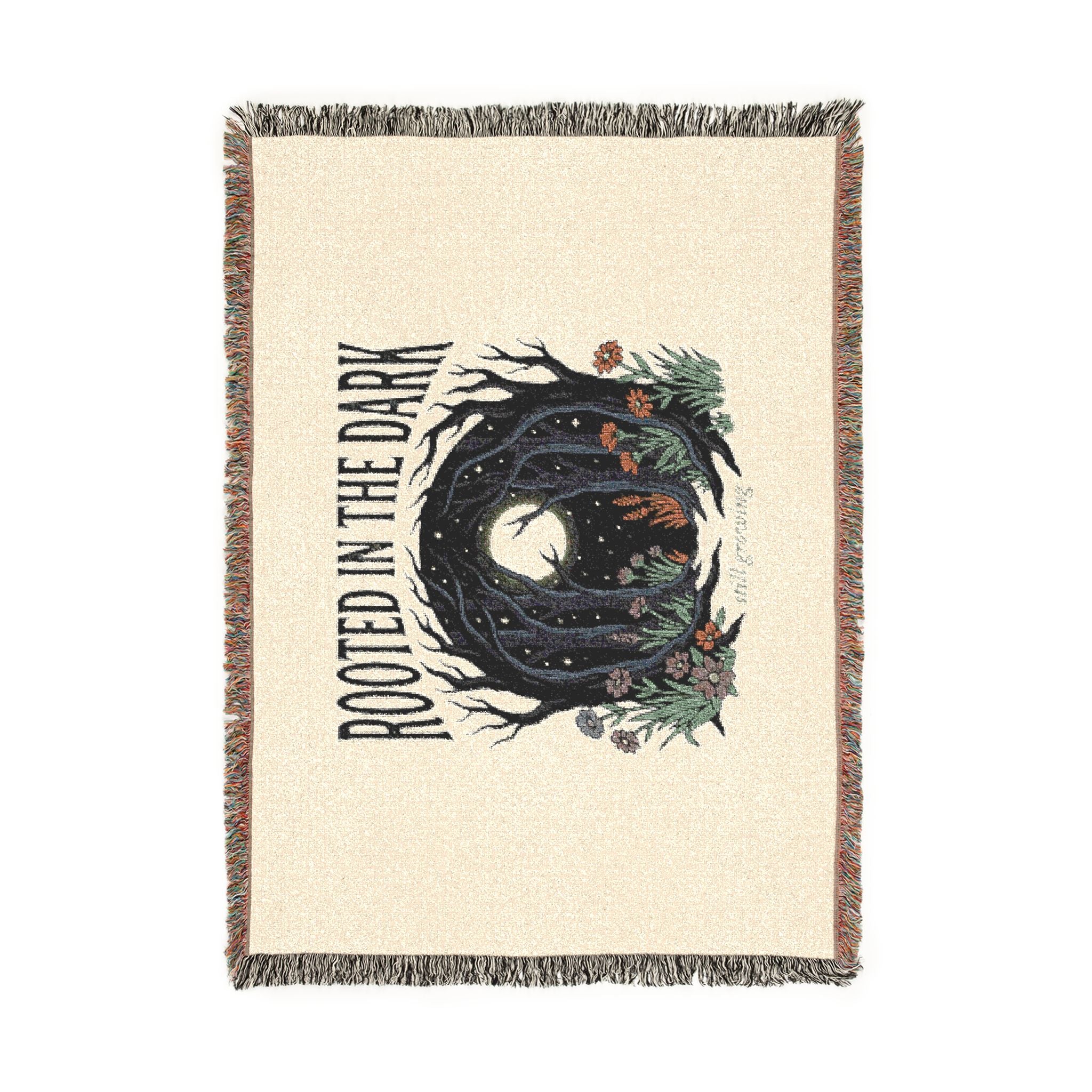 Rooted in the Dark Woven Blanket — Moonlit Forest Throw