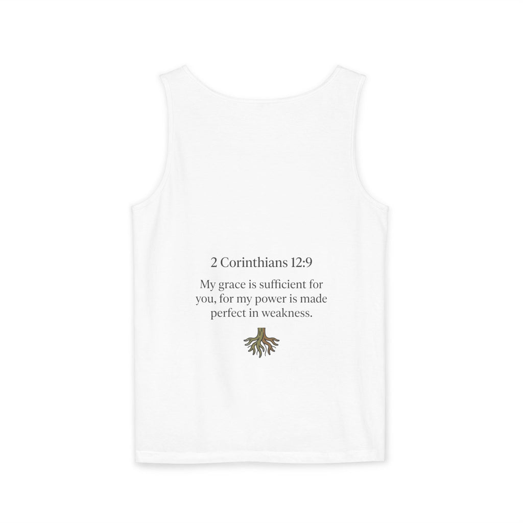 Faith Floral Tank — “God Meets Me in the Mess” Bible Verse Tank Top