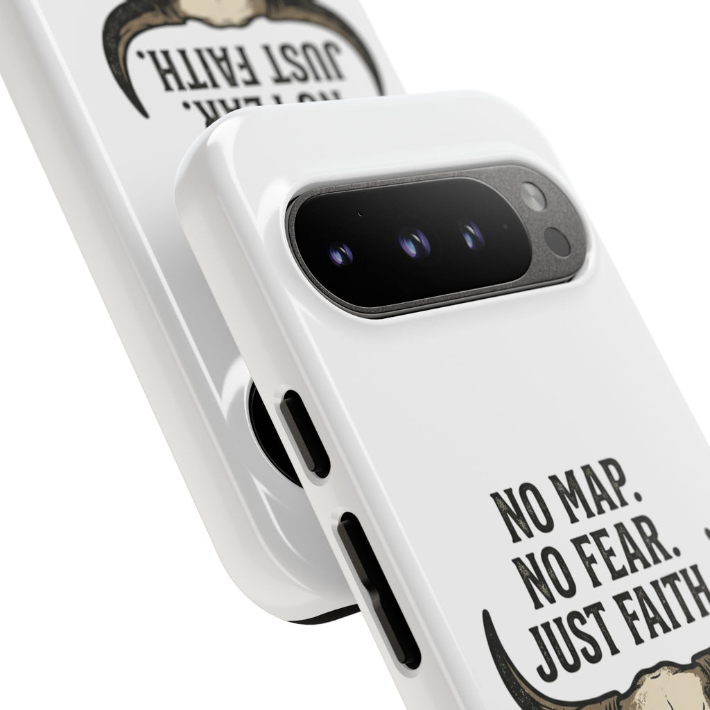 Phone Case — "No Map. No Fear. Just Faith." Skull Design