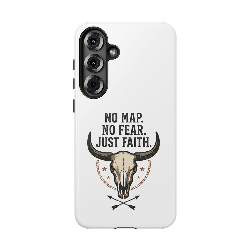 Phone Case — "No Map. No Fear. Just Faith." Skull Design