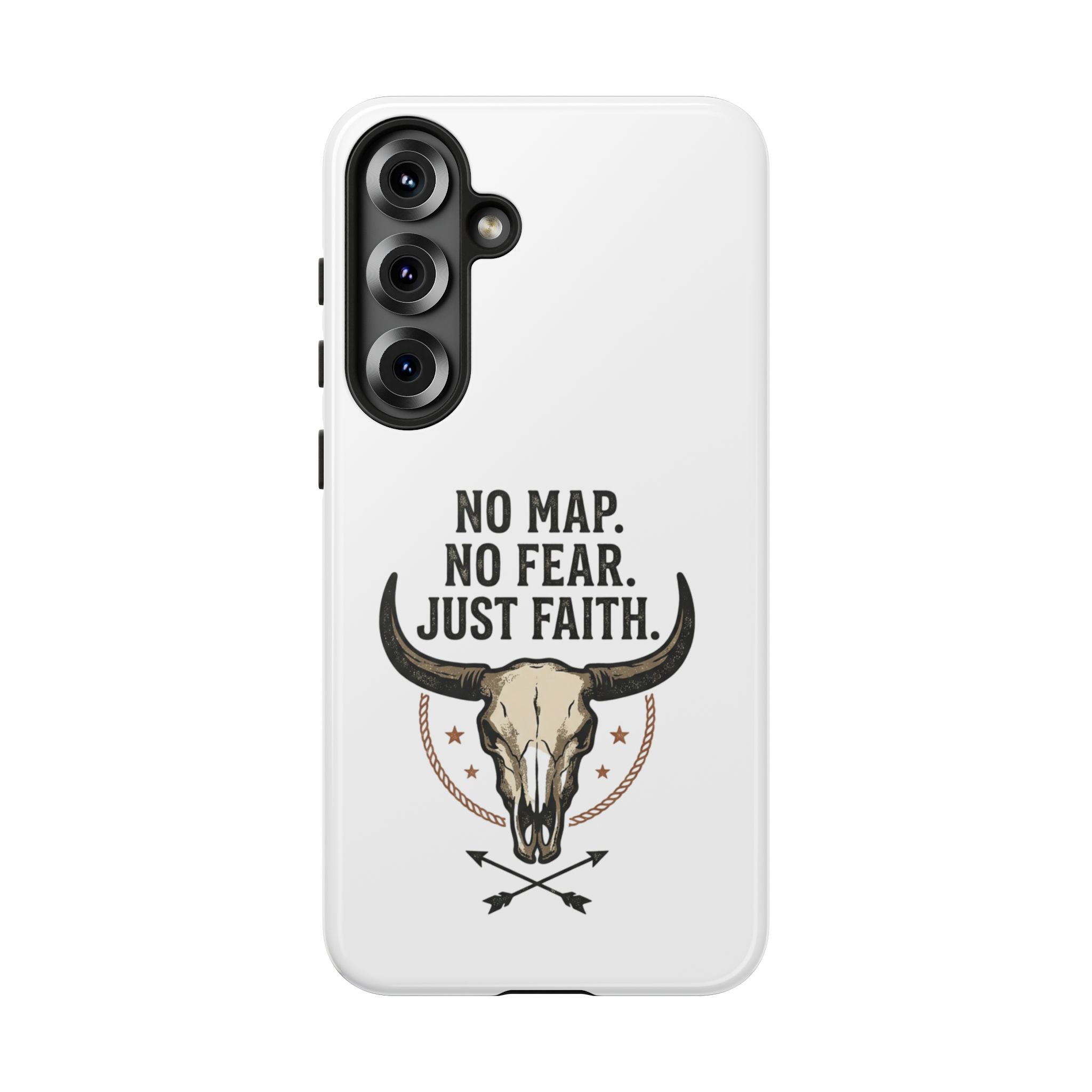 Phone Case — "No Map. No Fear. Just Faith." Skull Design