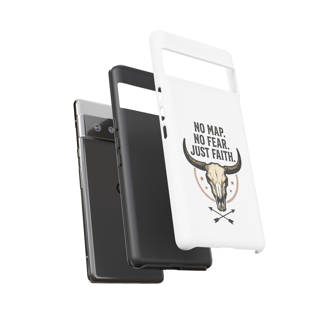 Phone Case — "No Map. No Fear. Just Faith." Skull Design