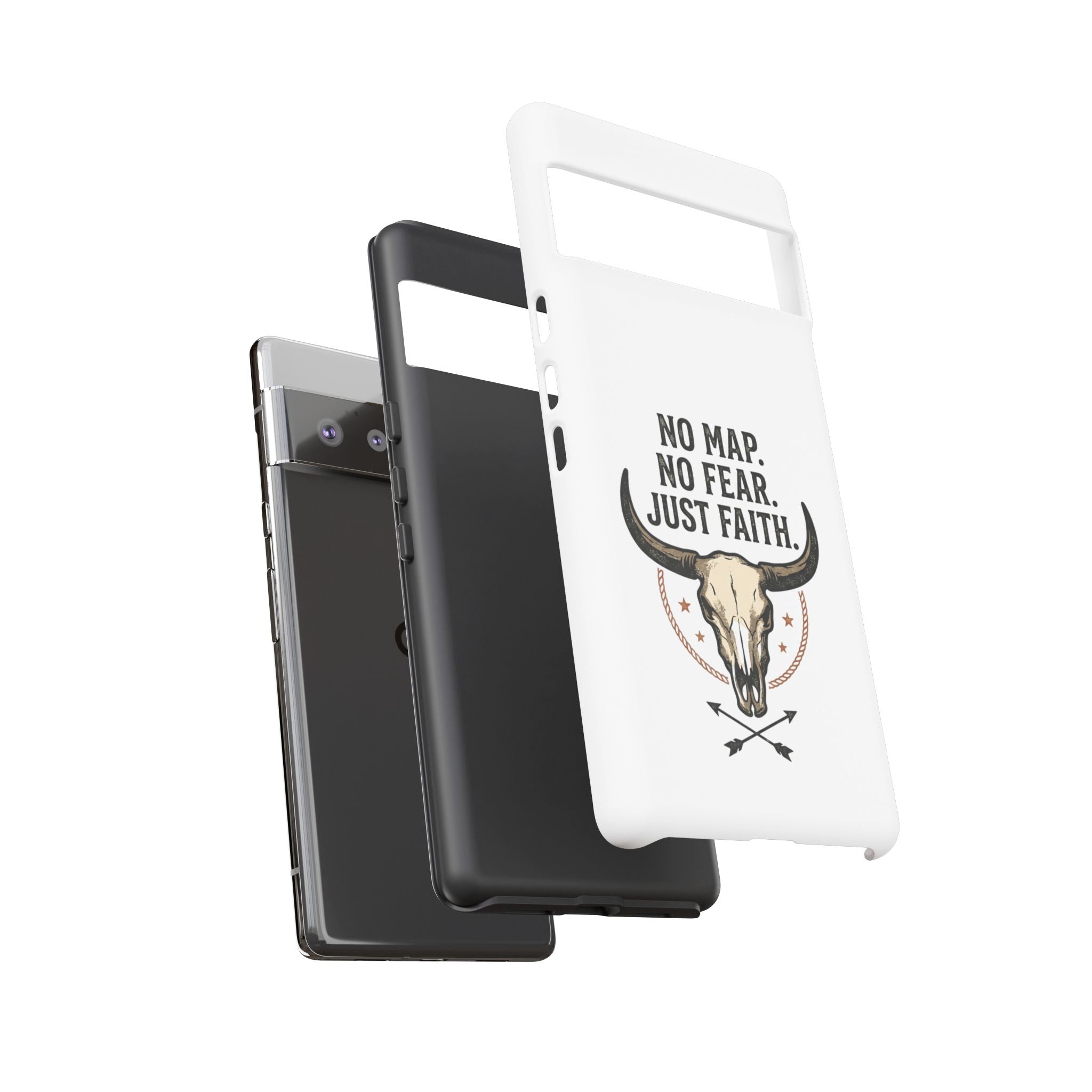 Phone Case — "No Map. No Fear. Just Faith." Skull Design