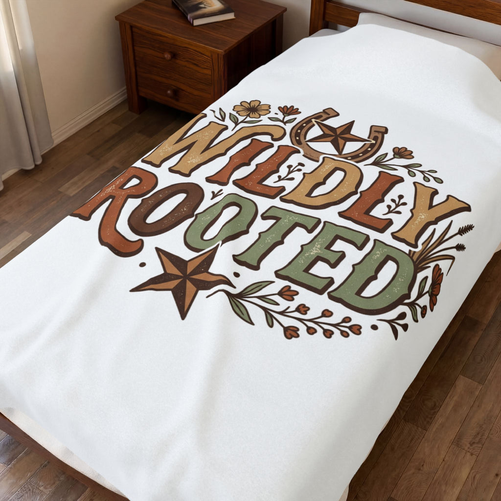 Velveteen Plush Blanket – “Wildly Rooted” Boho Western Throw