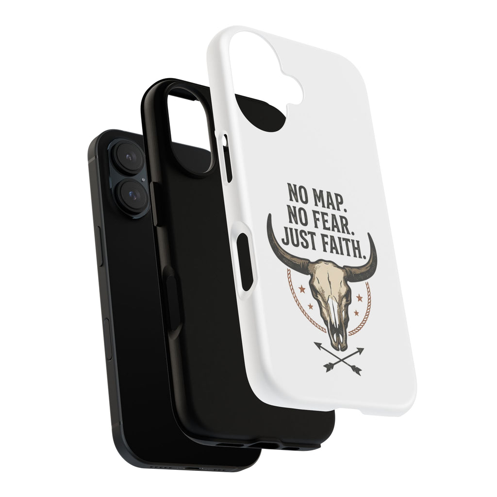 Phone Case — "No Map. No Fear. Just Faith." Skull Design