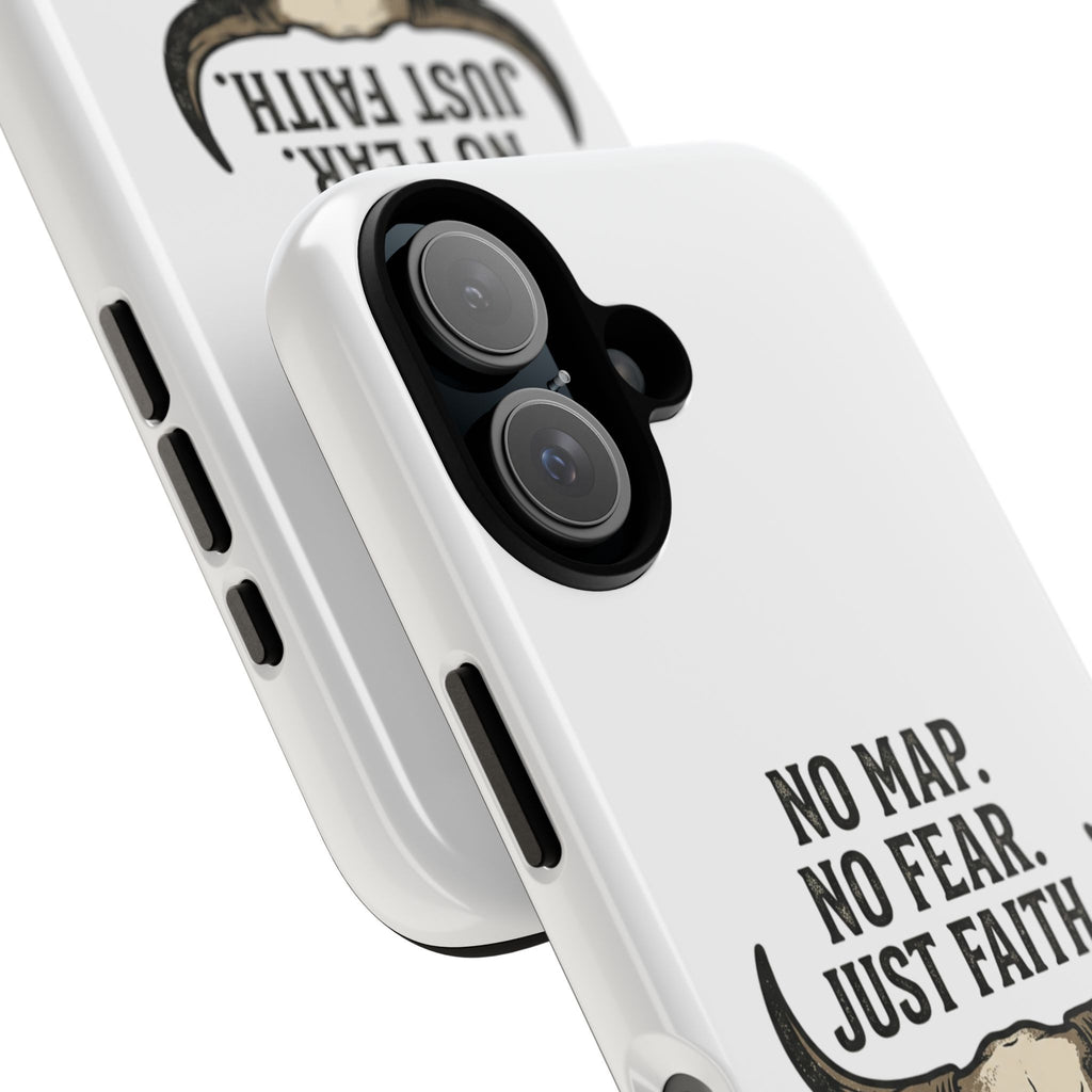 Phone Case — "No Map. No Fear. Just Faith." Skull Design