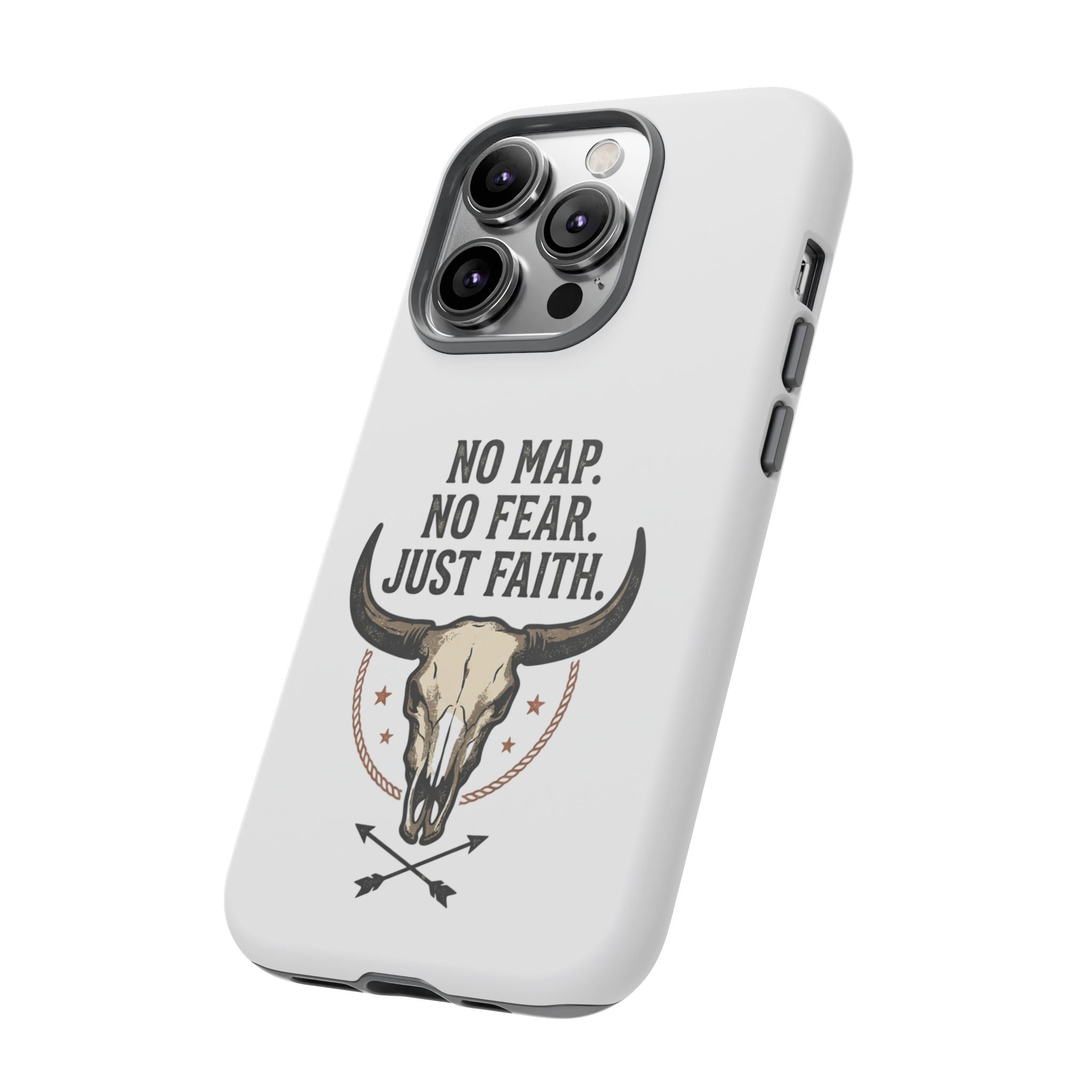 Phone Case — "No Map. No Fear. Just Faith." Skull Design