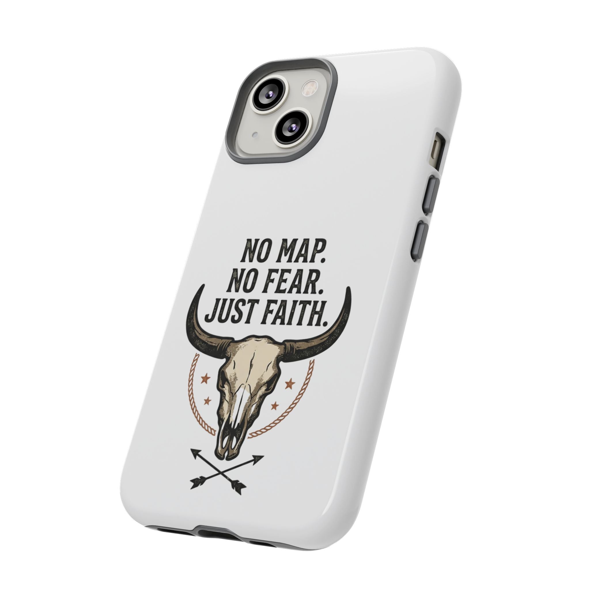 Phone Case — "No Map. No Fear. Just Faith." Skull Design