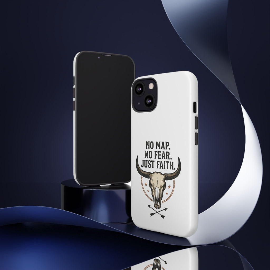 Phone Case — "No Map. No Fear. Just Faith." Skull Design