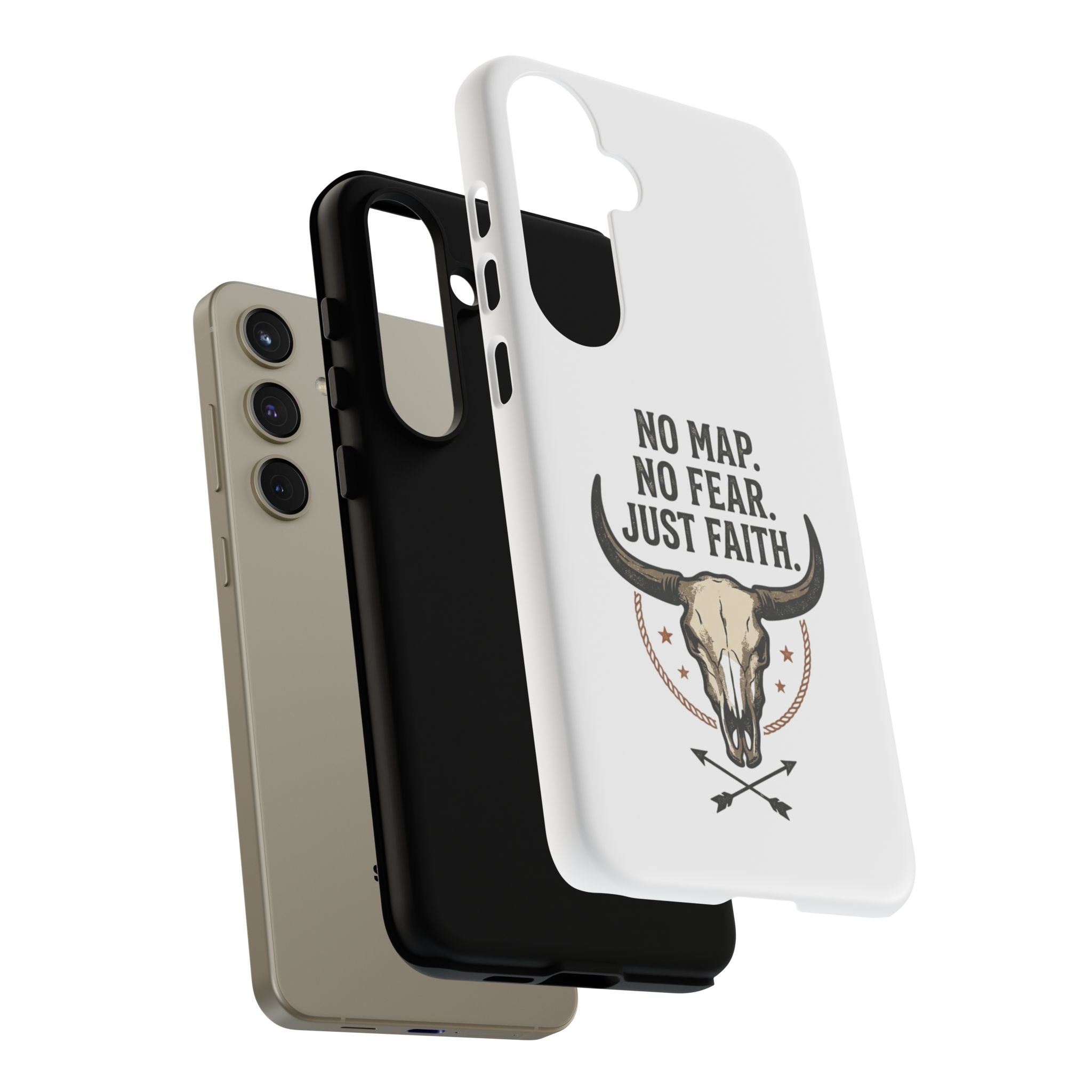 Phone Case — "No Map. No Fear. Just Faith." Skull Design